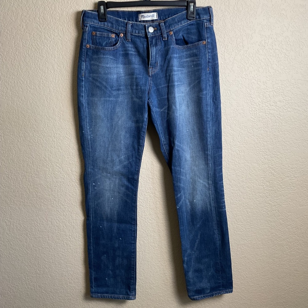 Madewell‎ Womens 27 Slim Boy Jean Mid-Rise Paint Splatter Medium Wash